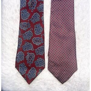 Men's Christian Dior 100% Silk Neck Ties 2 Ties Business Burgundy Classic #